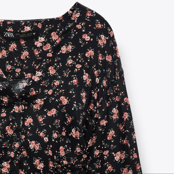 NWT Zara Long Sleeve Floral Print Mini Dress - Picture 11 of 11